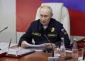 Russian President Vladimir Putin On board the Guards missile cruiser Varyag.
