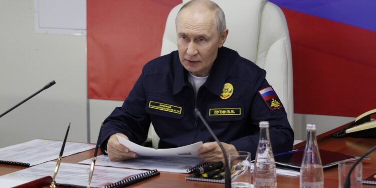 Russian President Vladimir Putin On board the Guards missile cruiser Varyag.