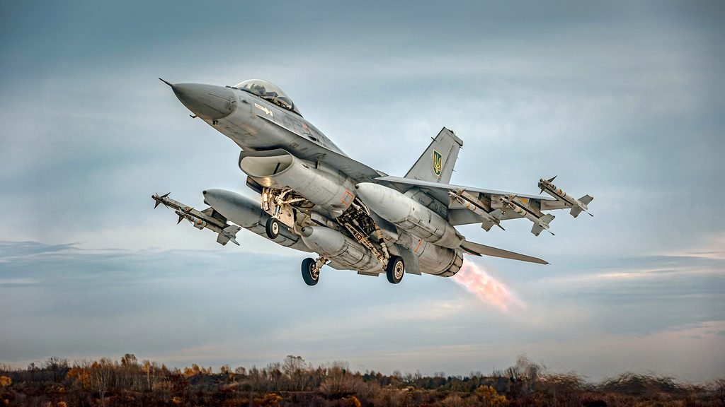 F-16AM Ukrainian Air Force during take off