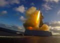 the Forbin fired an ASTER 30 missile with a combat load on a supersonic target. The Air Defence Frigate (FDA) Forbin is taking part in the combined air and missile defence exercise