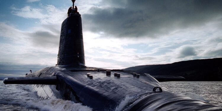 HMS Victorious photographed in the Clyde estuary whilst on transit to the Clyde Submarine Base Faslane.