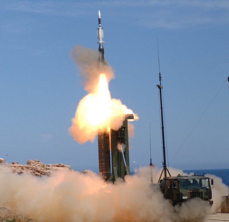 SAMP/T air defense launcher truck with Aster 30 containers