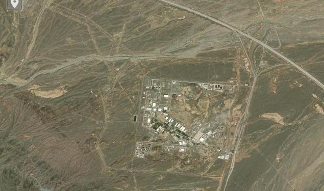 Satellite imagery showing hardened tunnel entrances at Iran's Pickaxe Mountain nuclear facility near Natanz.
