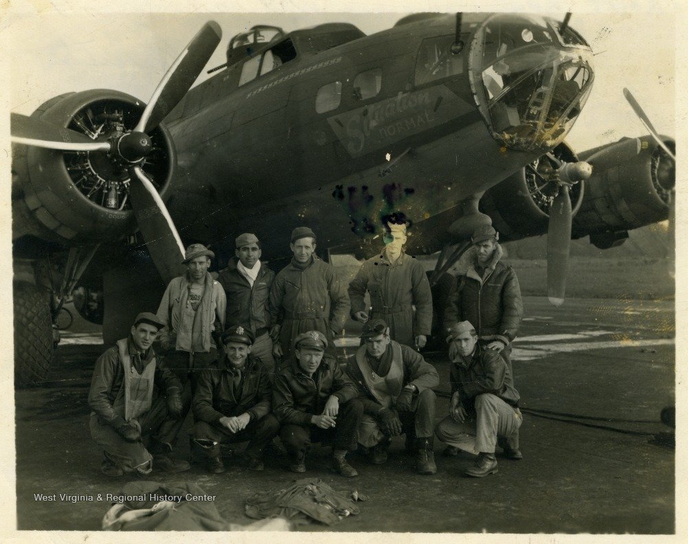 Group Portrait of Crew Members of the B-17 Flying Fortress.