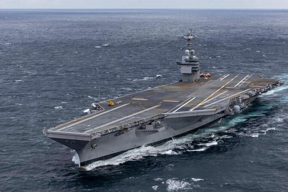 Pre-Commissioning Unit John F. Kennedy (CVN 79) transits the Atlantic Ocean during Builder's Trials, Jan. 30, 2026.