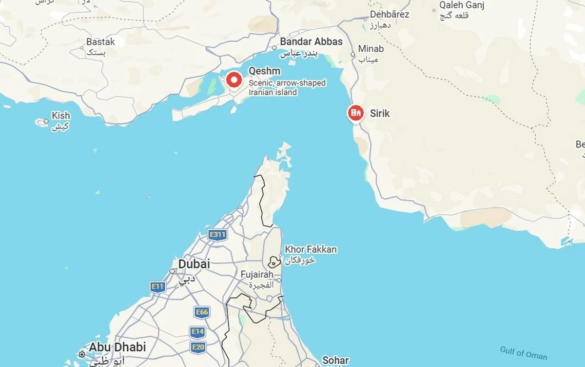 satalliete view of strait of hormuz