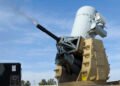 A Land-based Phalanx Weapon System (LPWS) deployed for Counter Rocket, Artillery, and Mortar (C-RAM) duties.