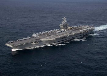 The U.S. Navy aircraft carrier USS Abraham Lincoln (CVN-72) underway in the Atlantic Ocean during a strait transit exercise