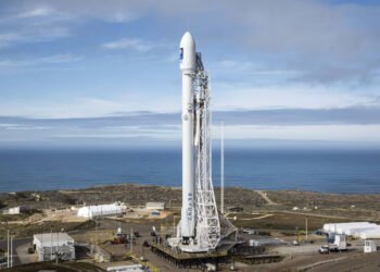 SpaceX Falcon 9 first stage booster successfully touching down on an autonomous spaceport drone ship at sea.