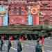 A Russian Yars intercontinental ballistic missile system drives in Red Square during a military parade on Victory Day in central Moscow
