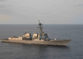 Arleigh Burke-class guided-missile destroyer USS Pinckney (DDG 91) conducts blockade operations, April 17, 2026. Pinckney is deployed to the U.S. 5th Fleet area of operations to support maritime security and stability in the Middle East.