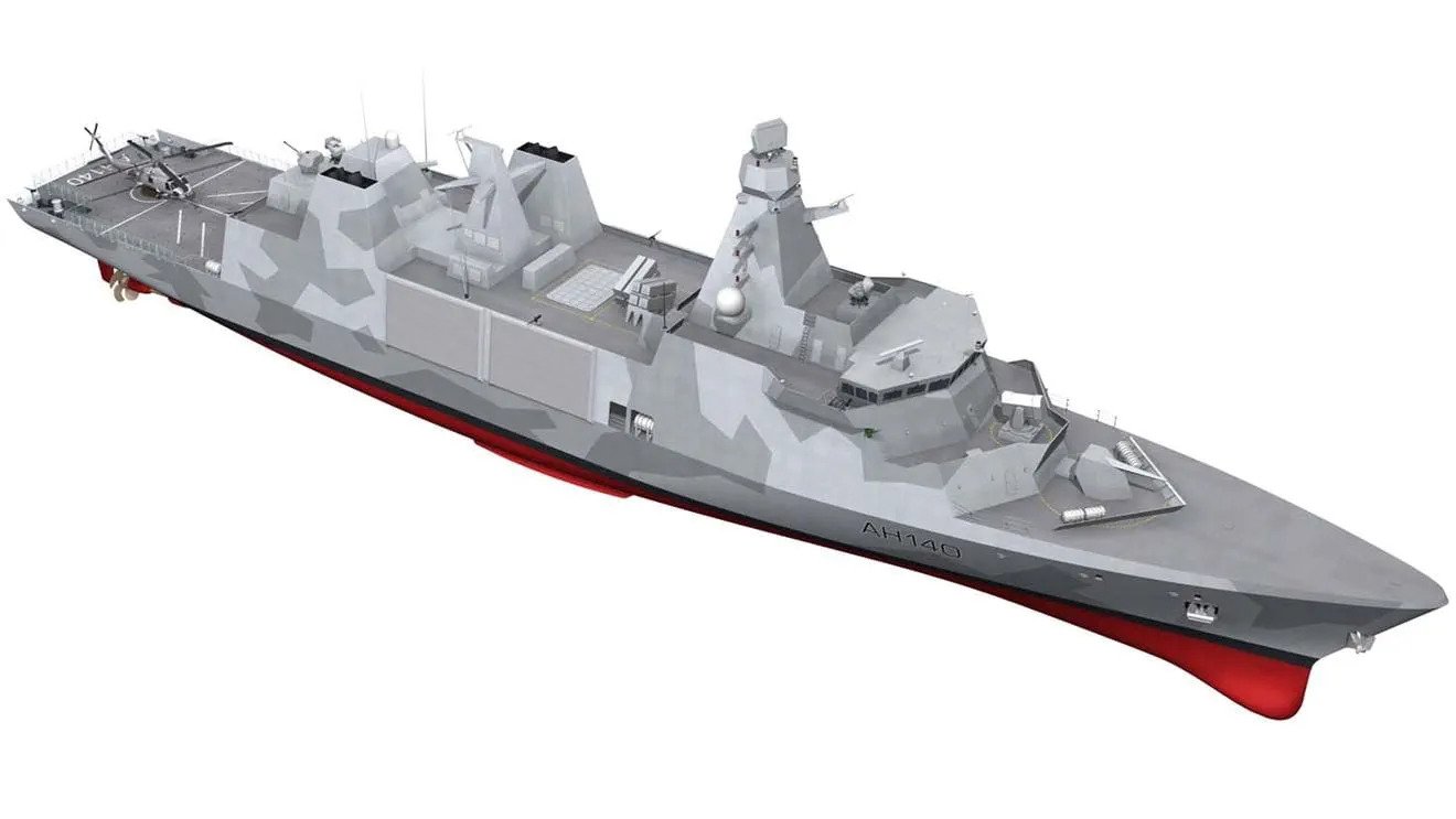 Scale model of the Arrowhead 140 guided missile frigate design