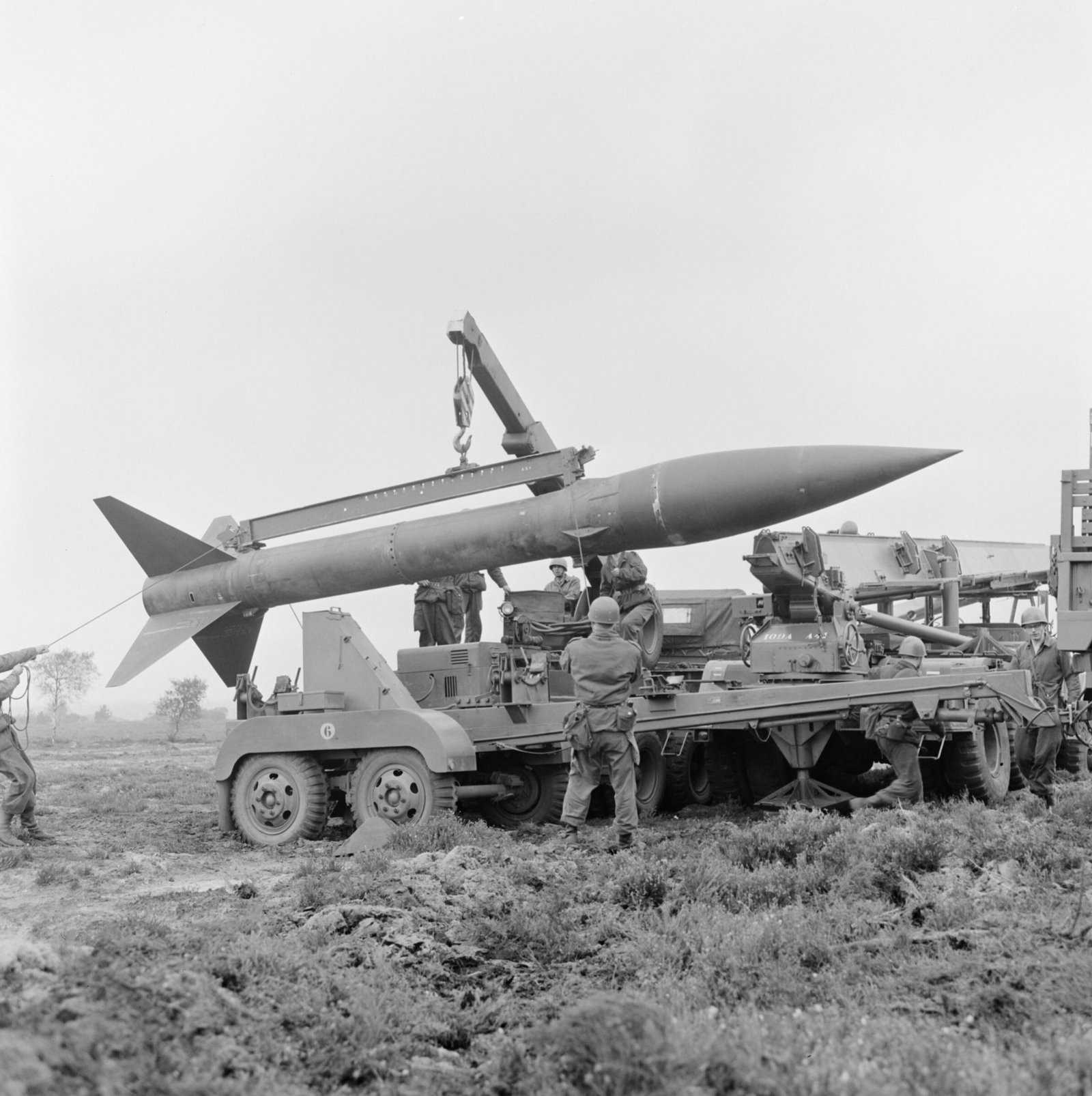 Honest John nuclear-capable rocket artillery.