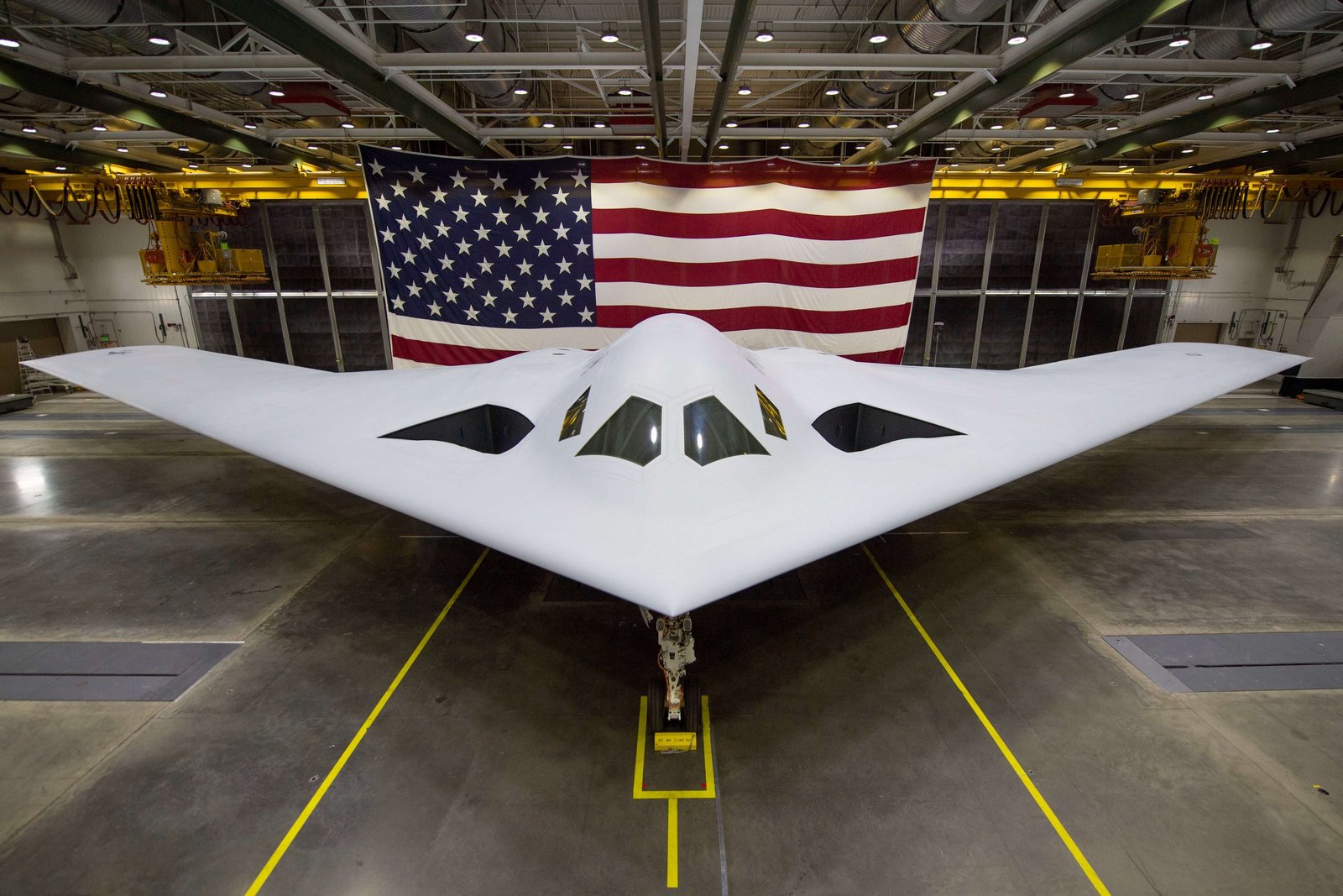 B-21 in a hangar at Plant 42 in Palmdale, California