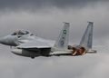 An advanced RSAF F-15SA Strike Eagle fighter jet equipped with precision-guided munitions