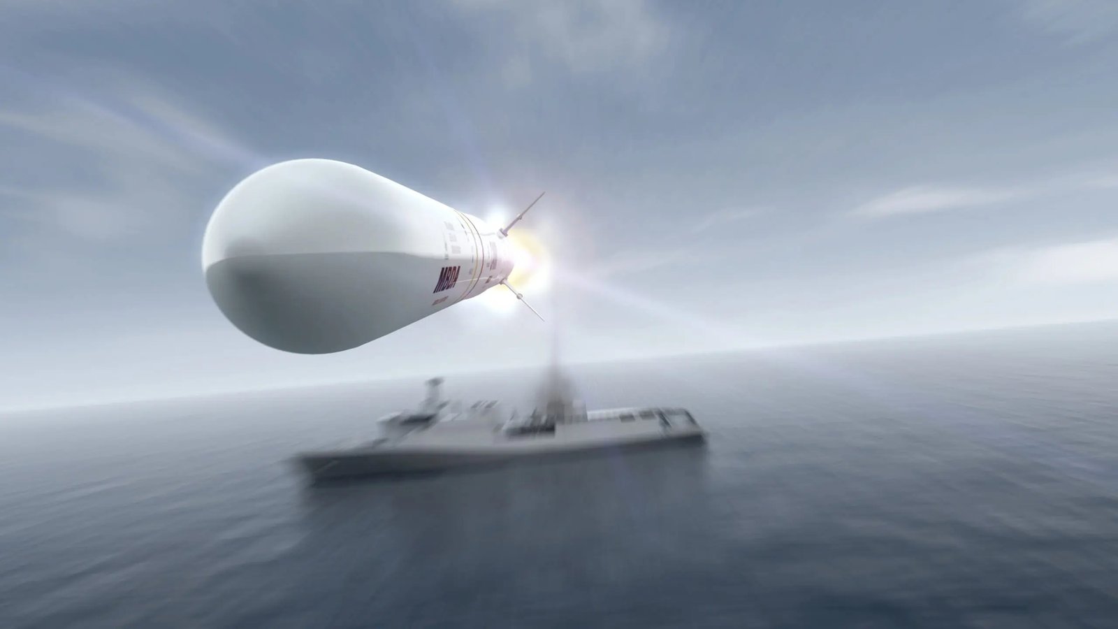 CAMM-ER (Common Anti-Air Modular Missile Extended Range) shots from frigate