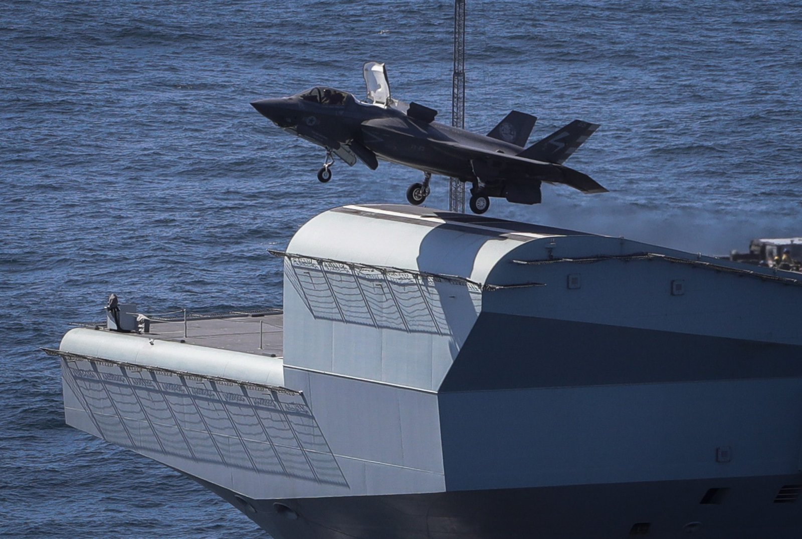 Royal Air Force F-35B Lightning II takeoff from HMS Queen Elizabeth.