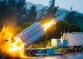 Hsiung Feng III anti-ship missile launched from a missile launchers truck