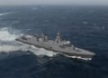 Scale model of the Arrowhead 140 guided missile frigate design