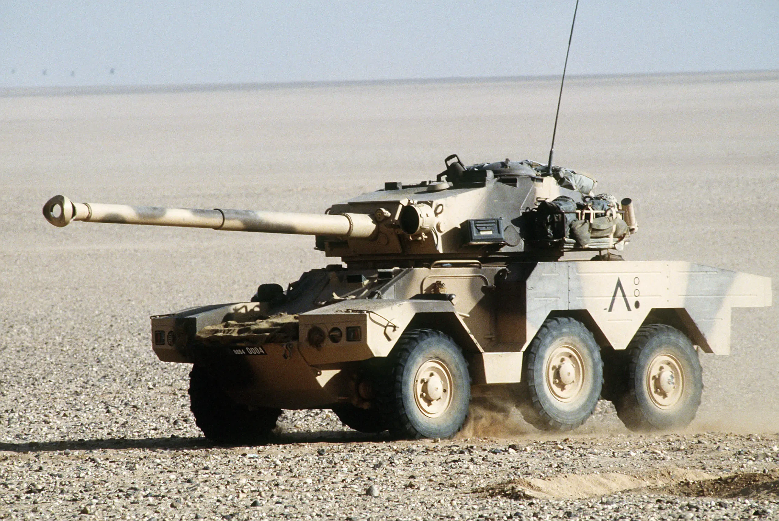 French ERC-90 Sagaie armored reconnaissance vehicle deployed in the Malian desert.