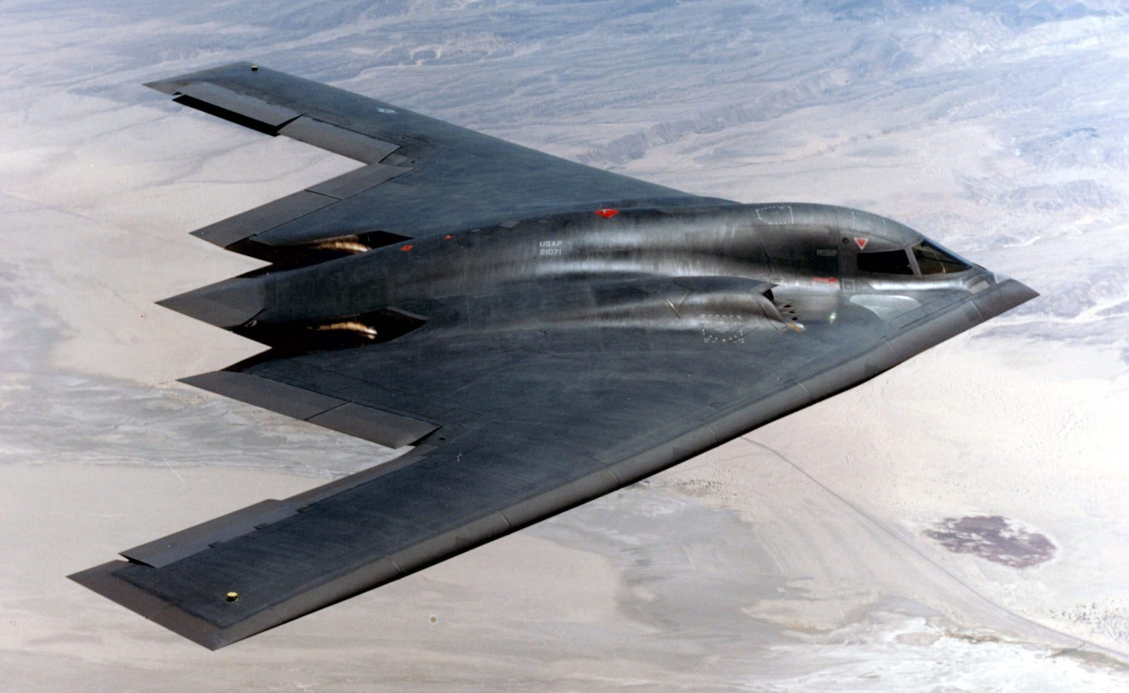 USAF B-2 Spirit carpet bombing test at Nevada Range.