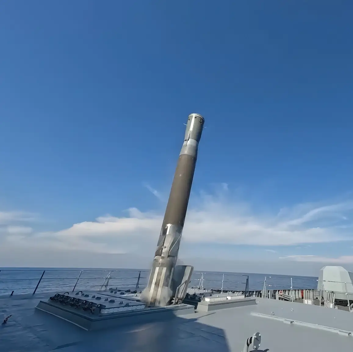 The 3M22 Zirkon missile launched from the Admiral Golovko, an Admiral Gorshkov-class frigate of the Russian Navy