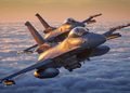 F-16 fighter jet performing combat air patrol over NATO's eastern flank.
