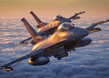 F-16 fighter jet performing combat air patrol over NATO's eastern flank.