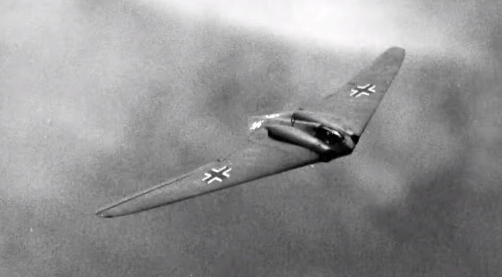 The Horten Ho 229 V3 German Nazi Stealth Bomber in flight 1945
