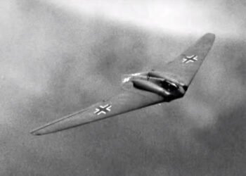 The Horten Ho 229 V3 German Nazi Stealth Bomber in flight 1945