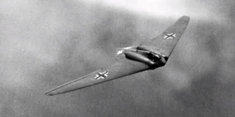 The Horten Ho 229 V3 German Nazi Stealth Bomber in flight 1945