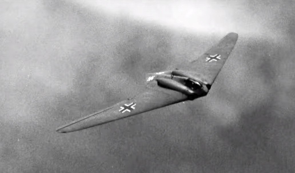 The Horten Ho 229 V3 German Nazi Stealth Bomber in flight 1945