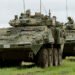 Canadian Army LAV VI armored vehicle operating during combat maneuvers.