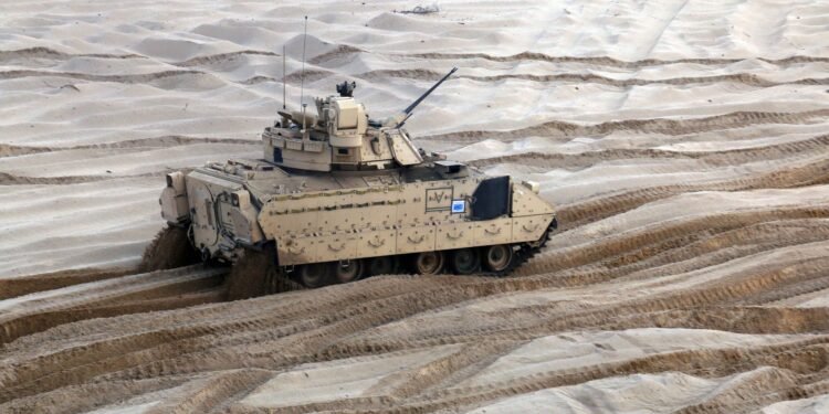 XM30 prototype infantry fighting vehicle designs for U.S. Army testing.