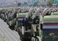 Houthi forces displaying mobile anti-ship and ballistic missile systems during a military parade in Sanaa.