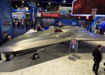 Lockheed Martin Vectis stealth drone mockup side profile.