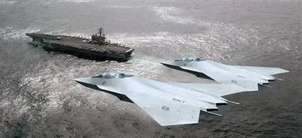 Rendered visualization of Boeing's tail-less sixth-generation carrier-based strike fighter concept